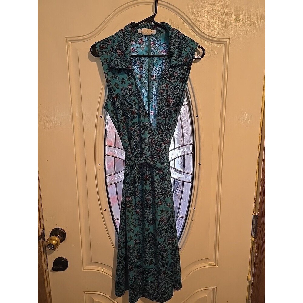 La Belle Size L Dress 90s Y2K NEW Wrap Blue Floral Jersey Knit Stretch